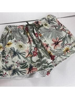 Unbranded Womens Pull On Shorts Tropical Floral Botanical Multicolor Size L